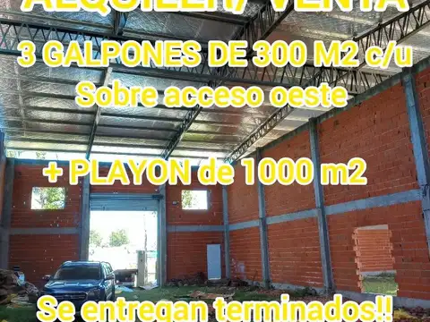 Galpones+ playón en alquiler sobre acceso oeste