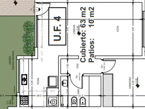 Departamento 2 ambientes con 1 baño