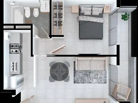 Departamento 2 ambientes con 1 baño