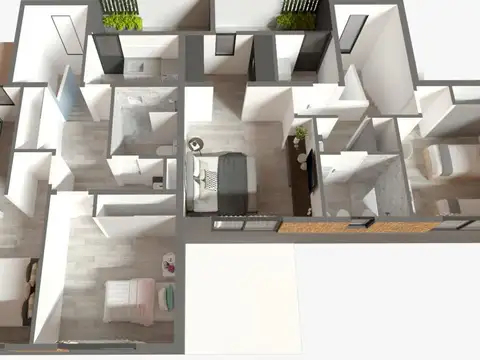 Depto Tipo Casa 3 ambientes con 2 baños