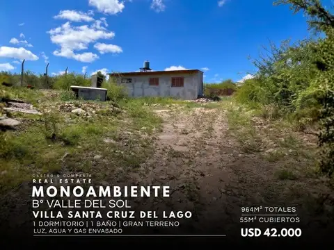 Venta De Amplio Monoambiente De 55M² En Terreno De 964M². Valle Del Sol, Villa Santa Cruz Del Lago