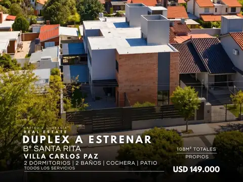 Venta dúplex a estrenar a metros de la costanera en barrio santa rita villa carlos paz