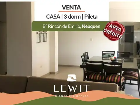 Venta casa | 3 dormitorios | Apta crédito | Parrilla | Horno | Pileta