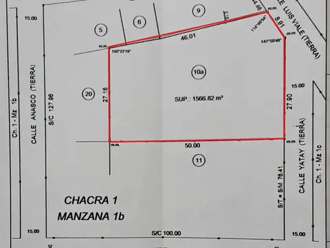 Terreno en Venta 27  mts Frente