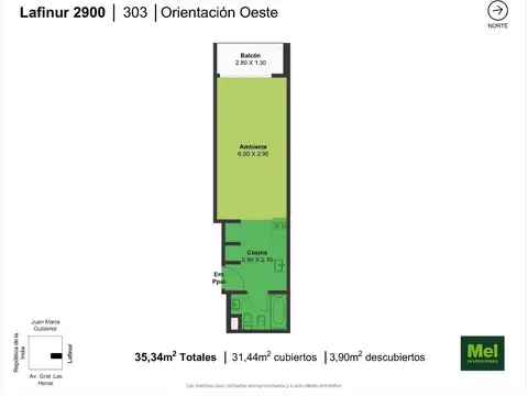 Lafinur 2900, Piso 3