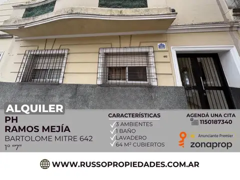 Alquiler de Departamento PH 3 Ambientes - Ramos Mejía