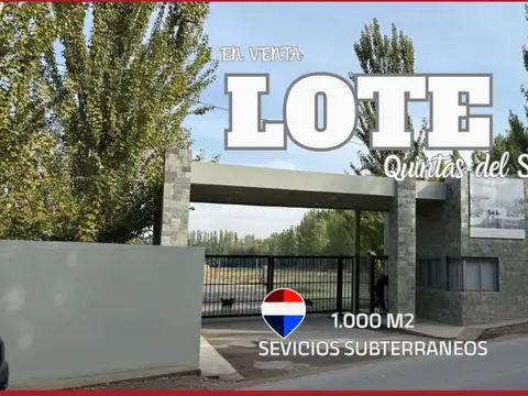 Venta lote, barrio privado quintas del sur