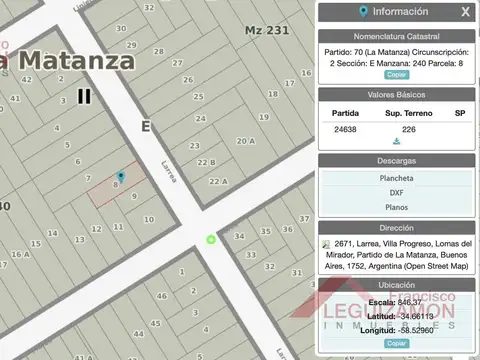 Terreno en Venta 26  mts Fondo