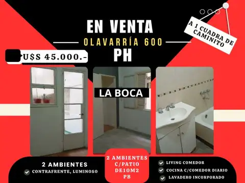 PH VENTA OLAVARRÍA 600 U$D 45.000.-,IMPECABLE.