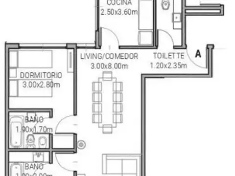 Departamento en Venta de 2 dormitorios