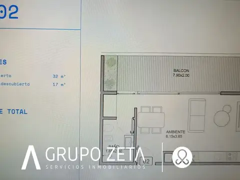 Departamento Monoambiente con 1 baño