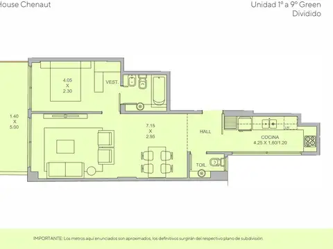 Departamento Monoambiente con 1 baño
