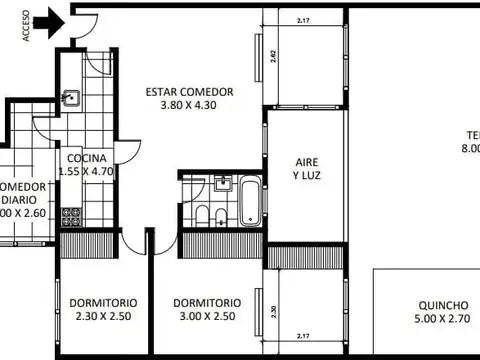 Departamento 3 ambientes con 1 baño