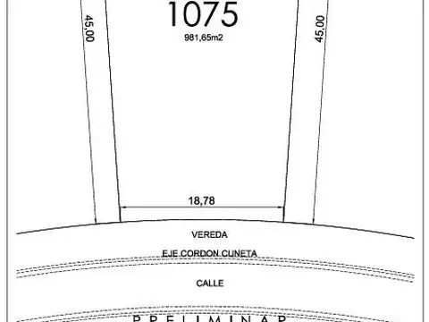Terreno en Venta 18  mts Frente