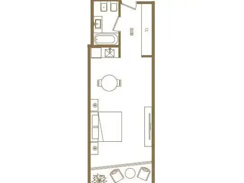 Departamento Monoambiente con 1 baño