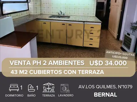 VENTA PH 2 AMBIENTES EN BERNAL