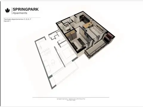 Departamento en Venta de 1 dormitorio