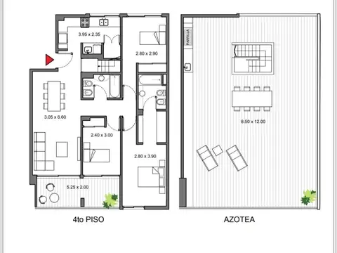 Departamento 4 ambientes con 2 baños