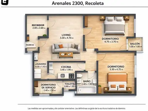 Departamento 3 ambientes con 1 baño
