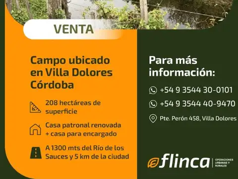 Campo Agricola Ganadero 208 has Villa Dolores 