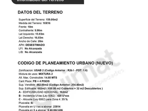 Terreno en Venta de 159,0 m2