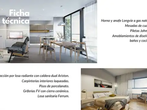 Departamento Monoambiente con 2 baños