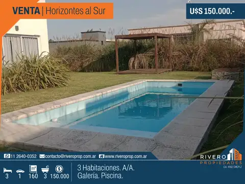 Venta Casa - 3 habitaciones - Piscina - Oportunidad - Horizontes al Sur