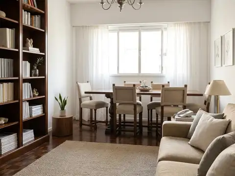 Recoleta: 2 dormitorios, cocina y dependencia reciclada, luminoso 9º piso con Seguridad 24 hs.