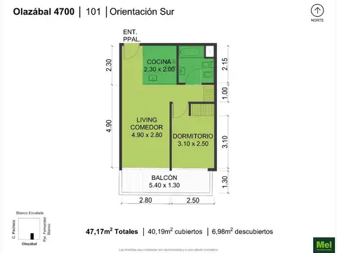 Olazabal 4700, Piso 1