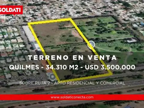 Terreno sobre Ruta 2 en Venta - Quilmes