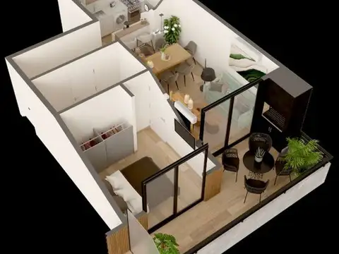 Departamento 2 ambientes con 1 baño