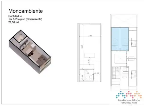 Departamento 2 ambientes con 1 baño