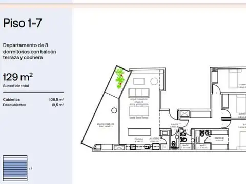 LAVALLEJA 100 de 3 Dormitorios