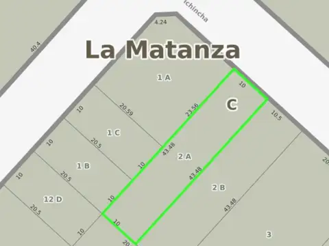 Terreno en Venta 43  mts Fondo