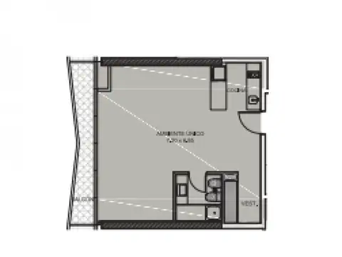 Departamento Monoambiente con 1 baño