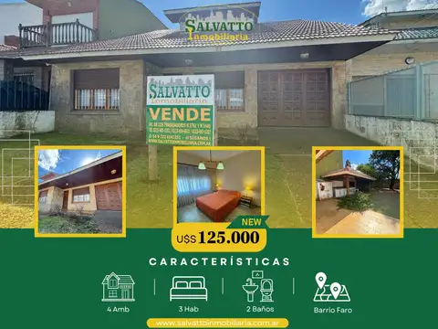 CHALET DE 4 AMBIENTES EN BARRIO FARO A 2 CUADRAS DEL MAR CON GRAN LOTE PROPIO