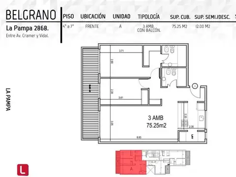 La Pampa 2800, Piso 7