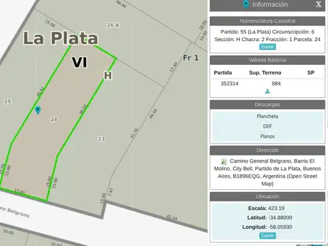 Terreno en Venta 51  mts Fondo