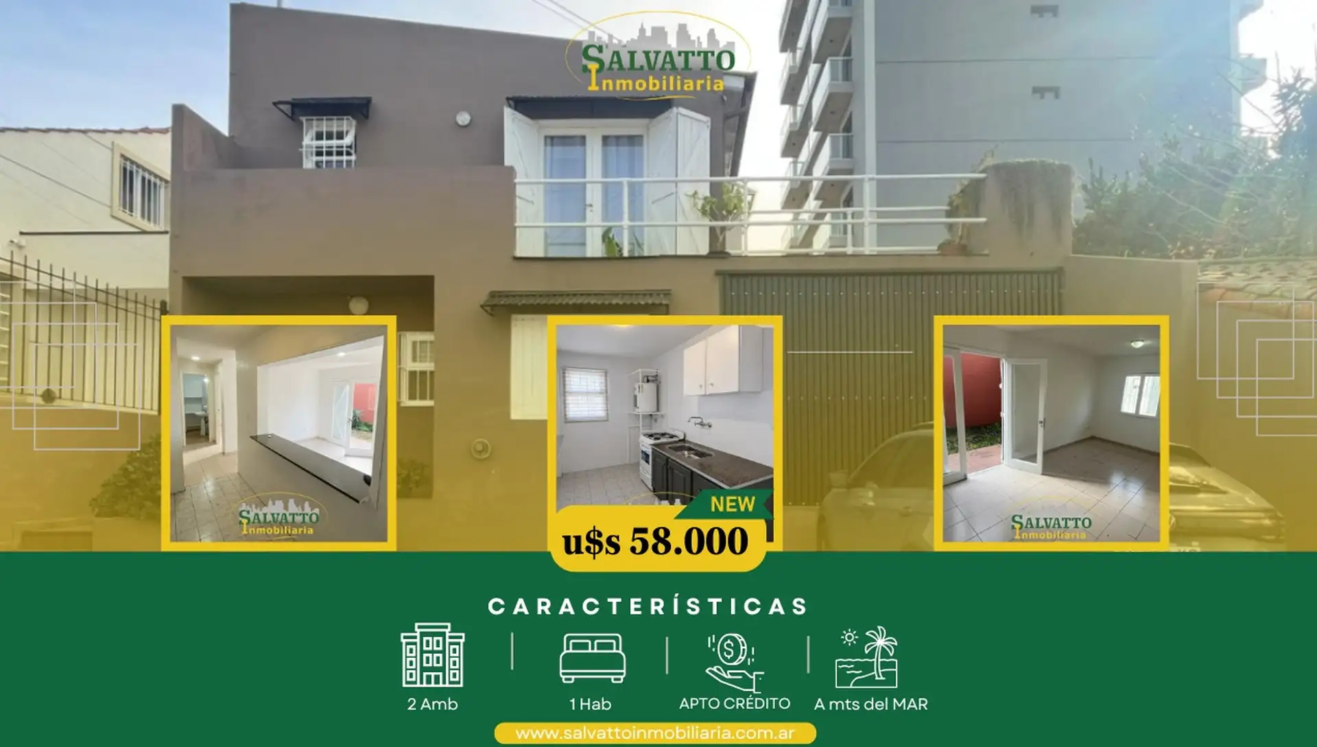Departamento 2 ambientes en venta en Punta Mogotes