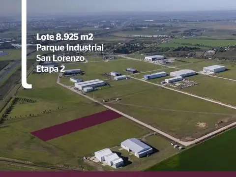 Lote EN VENTA -  8.925 m2 - SECTOR INDUSTRIAL-  Parque Industrial San Lorenzo. En ETAPA II.