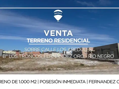 VENTA TERRENO EN FERNANDEZ ORO