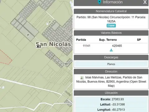 Las Mellizas, San Nicolas. Campo en venta
