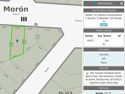 VENTA  LOTE TERRENO 244 MTS VILLA SARMIENTO AP CRE