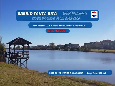 LOTE EN VENTA EN BARRIO SANTA RITA A LA LAGUNA 