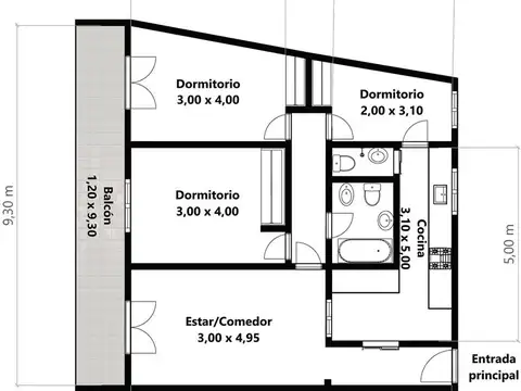 Departamento en Venta de 3 ambientes