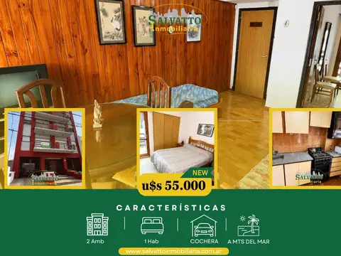 Departamento 2 ambientes con cochera en Punta Mogotes