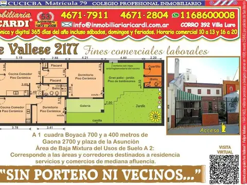 "SIN PORTERO NI VECINOS..." Solo fines comerciales