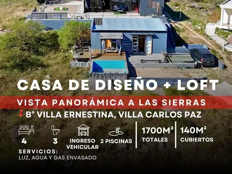 Venta o Permuta Casa de diseño y Loft con pileta sobre 1.700 m² en Villa Ernestina, Villa Carlos Paz