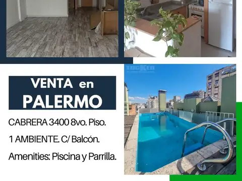 1 amb edificio con piscina y parrilla de uso común.