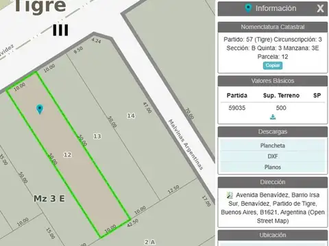Terreno en Venta en Benavidez, USD 259.000